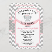 カスタマイズ可能なピンクグレーベビーガールシャワー招待状 招待状 (正面/裏面)