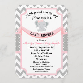 カスタマイズ可能なピンクグレーベビーガールシャワー招待状 招待状