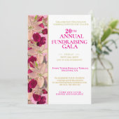 カスタマイズ可能なピンクゴールド & フラワー チャリティーガラ 招待状 (スタンド正面)