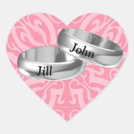 カスタマイズ可能なピンクシルバーリング ハートシール