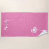 カスタマイズ可能なピンクタンポポビーチタオル ビーチタオル (正面)