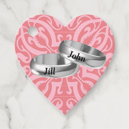 カスタマイズ可能なピンクダマスク フェイバータグ (正面)