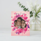 カスタマイズ可能なピンクハートバレンタインデー ポストカード (スタンド正面)