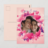 カスタマイズ可能なピンクハートバレンタインデー ポストカード (正面/裏面)