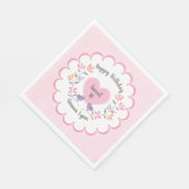 カスタマイズ可能なピンクフローラ甘い16誕生日パーティー スタンダードランチョンナプキン (角)