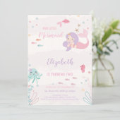 カスタマイズ可能なピンクマーメイド誕生日 招待状 (スタンド正面)