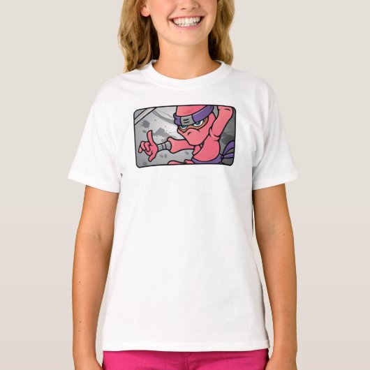 カスタマイズ可能なピンク忍者 Tシャツ (正面)