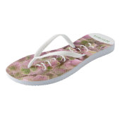 カスタマイズ可能なピンク淡い色のとグリーンフローラアジサイ ビーチサンダル (アングル)