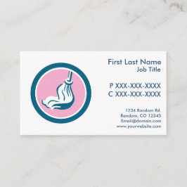 カスタマイズ可能なピンク色のモップ清掃名刺 名刺