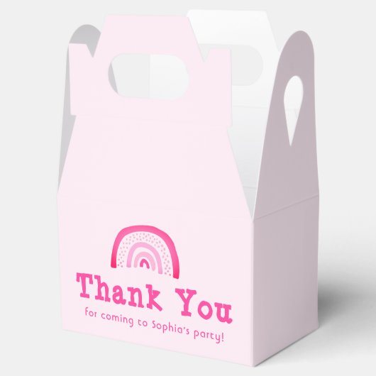 カスタマイズ可能なピンク色のレインボーありがとう誕生日パーティー フェイバーボックス (オープン)