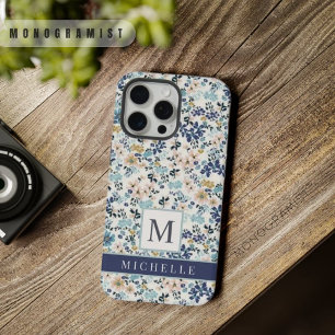 カスタマイズ可能なピンク色の花ホワイトフローラ iPhone 15 PRO MAXケース