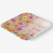 カスタマイズ可能なピンク色の花模様誕生日 ペーパープレート (傾斜あり)