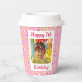 カスタマイズ可能なピンク色の誕生日フォトフレーム 紙コップ (裏面)