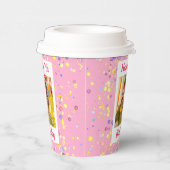 カスタマイズ可能なピンク色の誕生日フォトフレーム 紙コップ (右)