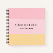カスタマイズ可能なピンク バニラ イエロー ストライプ テンプレート ノートブック (正面)