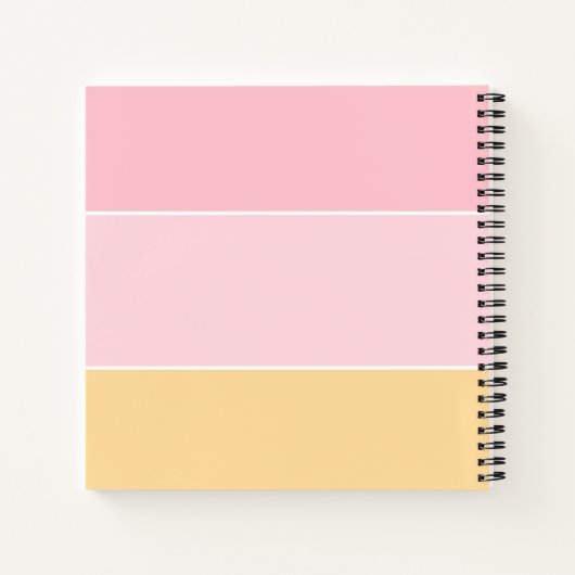 カスタマイズ可能なピンク バニラ イエロー ストライプ テンプレート ノートブック (裏面)