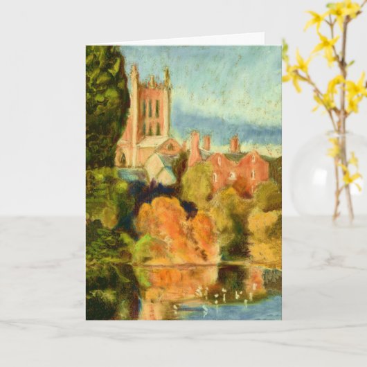 カスタマイズ可能なファインアートグリーティングカード、大聖堂 カード (黄色い花)