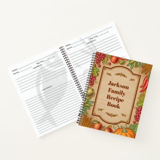 カスタマイズ可能なファミリレシピブック ノートブック (内部)