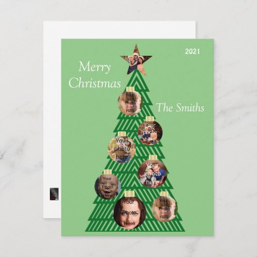カスタマイズ可能なファミリーオーナメントクリスマスカード シーズンカード (正面/裏面)