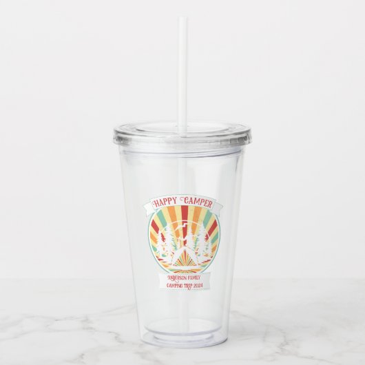 カスタマイズ可能なファミリーキャンプに一致する、名前を追加 アクリルタンブラー (正面)