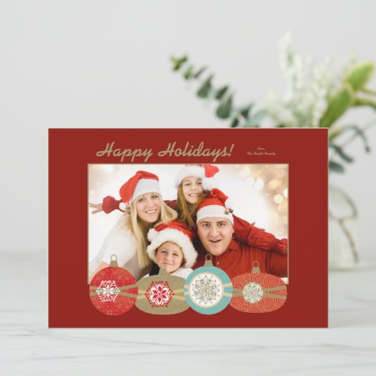 カスタマイズ可能なファミリークリスマスフォトカード 招待状 (スタンド正面)