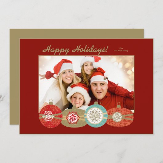 カスタマイズ可能なファミリークリスマスフォトカード 招待状 (正面/裏面)