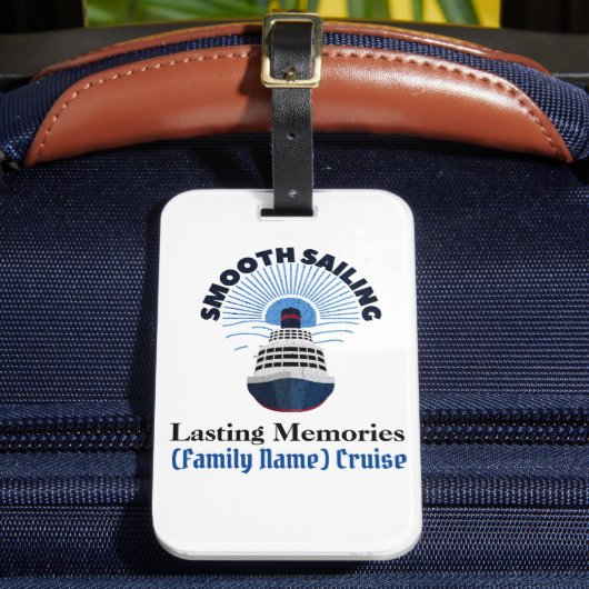 カスタマイズ可能なファミリークルーズバケーションスムーズなセーリング ラゲッジタグ (正面インサイチュ2)