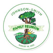 カスタマイズ可能なファミリーグリーンツリー懇親会シール