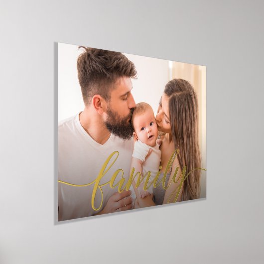 カスタマイズ可能なファミリ実在ポートレート金ゴールドスクリプト 箔ポスター (レイダウン)