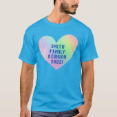 カスタマイズ可能なファミリ懇親会グラデーションハートTシャツ Tシャツ (正面)