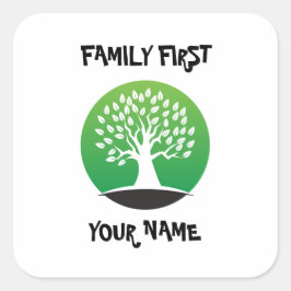 カスタマイズ可能なファミリ懇親会グリーンツリー スクエアシール