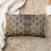 カスタマイズ可能なファムフォト枕でダマスクとブラウンズ ランバークッション (ブランケット)