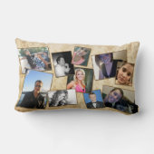 カスタマイズ可能なファムフォト枕でダマスクとブラウンズ ランバークッション (裏面)