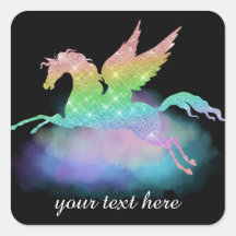 カスタマイズ可能なファンタジーレインボーユニコーンステッカー