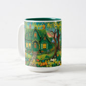 カスタマイズ可能なファームハウスセントパトリックの日。セントパティ ツートーンマグカップ (正面左)