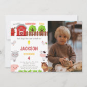 カスタマイズ可能なファームパーティの招待状 子供へ 招待状 (正面)