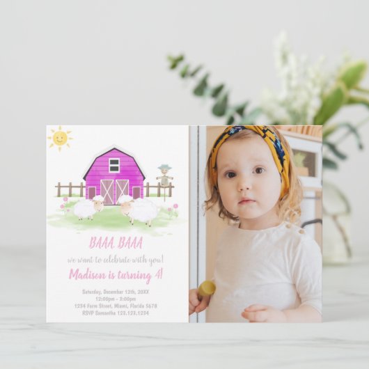 カスタマイズ可能なファーム誕生日招待状 子供へ 招待状 (スタンド正面)