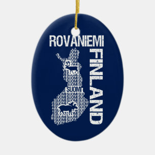 カスタマイズ可能なフィンランドの地図のオーナメント- Rovaniemi - セラミックオーナメント
