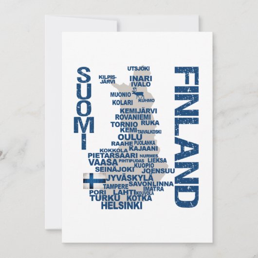 カスタマイズ可能なフィンランド地図の招待状 招待状 (正面)