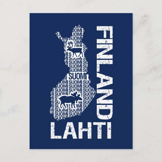カスタマイズ可能なフィンランド地図はがき – Lahti ポストカード (正面)
