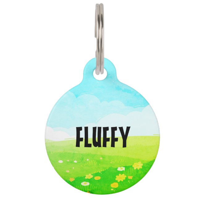カスタマイズ可能なフィールドスプリングタイム ペット　ネームタグ (正面)