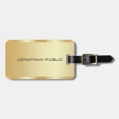 カスタマイズ可能なフェイク文字金ゴールドエレガントテンプレート ラゲッジタグ (正面横)