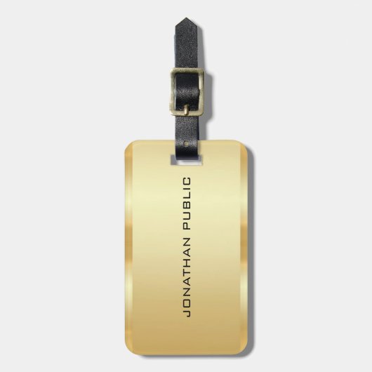 カスタマイズ可能なフェイク文字金ゴールドエレガントテンプレート ラゲッジタグ (正面縦)