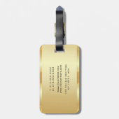 カスタマイズ可能なフェイク文字金ゴールドエレガントテンプレート ラゲッジタグ (裏面縦)