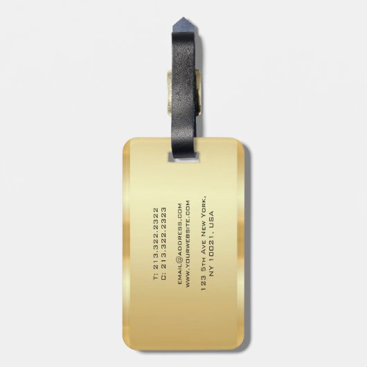 カスタマイズ可能なフェイク文字金ゴールドエレガントテンプレート ラゲッジタグ (裏面縦)