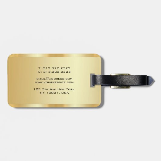 カスタマイズ可能なフェイク文字金ゴールドエレガントテンプレート ラゲッジタグ (裏面横)