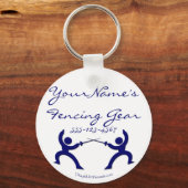 カスタマイズ可能なフェンシングギアバッグラベル – 青 キーホルダー (正面)