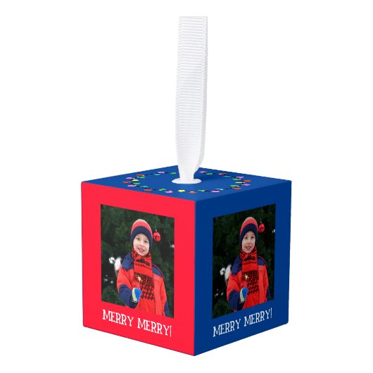 カスタマイズ可能なフォトキューブクリスマス飾り キューブオーナメント (正面アングル)