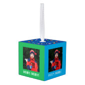 カスタマイズ可能なフォトキューブクリスマス飾り キューブオーナメント (裏面アングル)