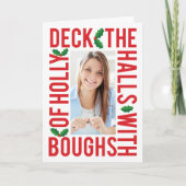 カスタマイズ可能なフォトクリスマスカードをホールにデッキ シーズンカード (正面)